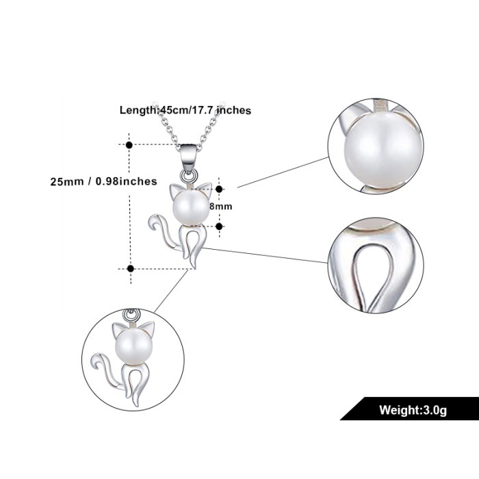 Colier pisicuta din argint 925 placat cu rodiu cu perle naturale [9]