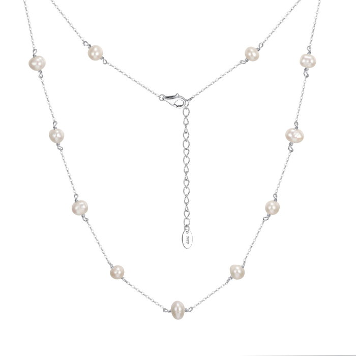 Colier argint 925 placat cu rodiu cu perle naturale [1]
