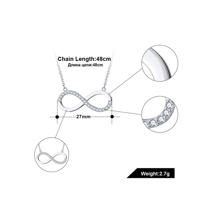 Colier argint 925 placat cu rodiu cu zirconiu Dragoste Nemarginita [6]