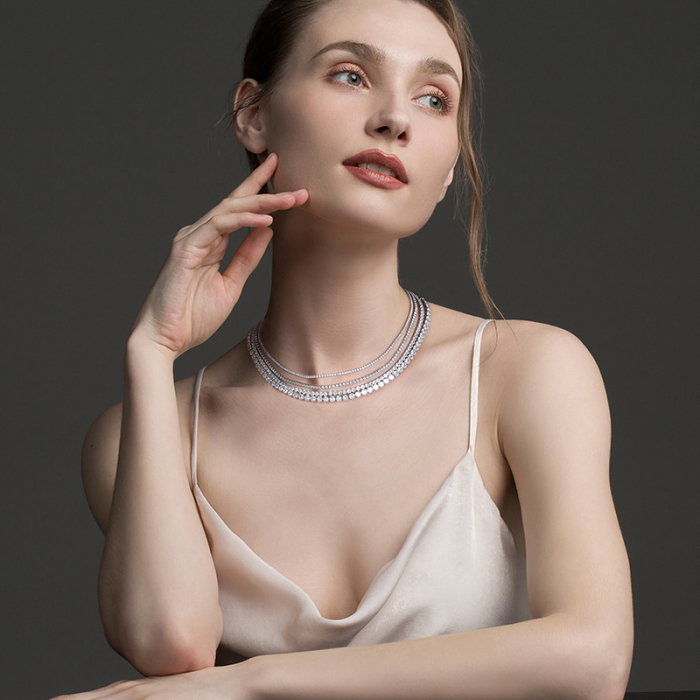 Colier tennis argint 925 placat cu rodiu cu zirconiu, 50 cm, 3 mm [4]