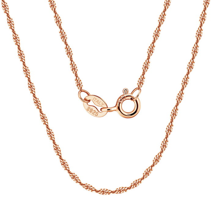 Colier argint 925 rasucit placat cu aur roz, 45 cm, 1,5 mm [1]