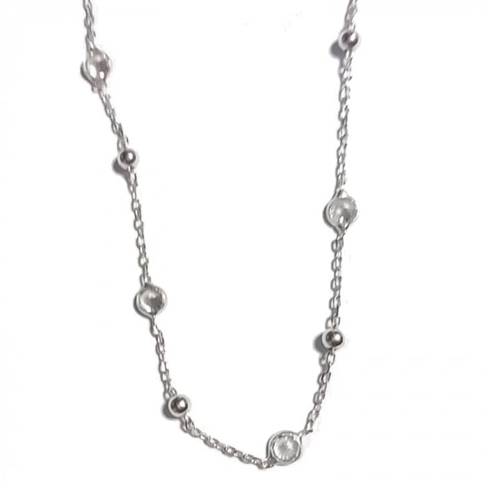 Colier argint 925 rodiat cu bilute si zirconii reglabil - LTU0032 [2]