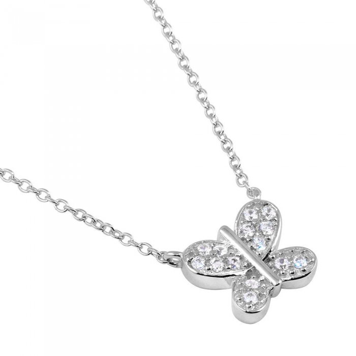 Colier argint 925 rodiat cu fluturas si zirconii CSX0178 [1]