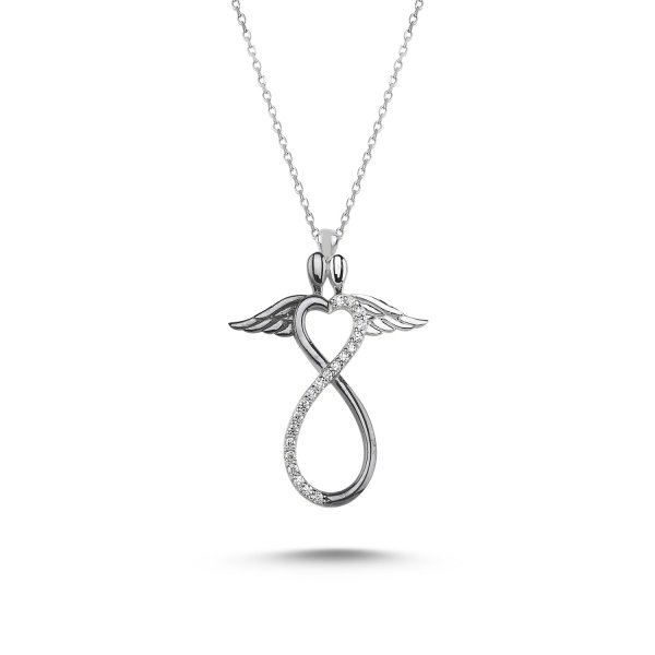 Colier argint 925 rodiat cu infinit, inimioara si aripi de inger - Be Protected CTU0076 [1]