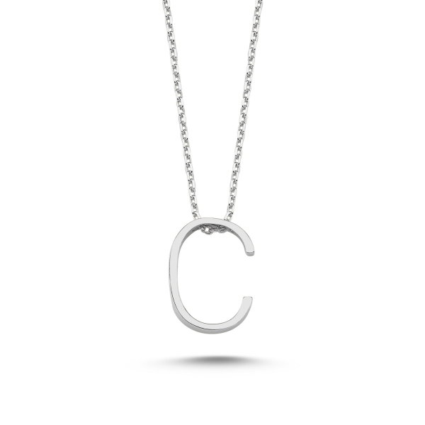 Colier argint 925 rodiat cu litera C de tipar CTU0060 [1]