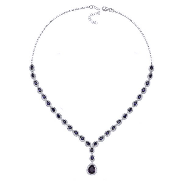 Colier argint 925 rodiat cu zirconii albe si albastre - Be Elegant CSTU0031 [3]