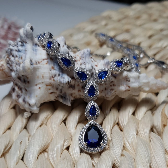 Colier argint 925 rodiat cu zirconii albe si albastre - Be Elegant CSTU0031 [1]