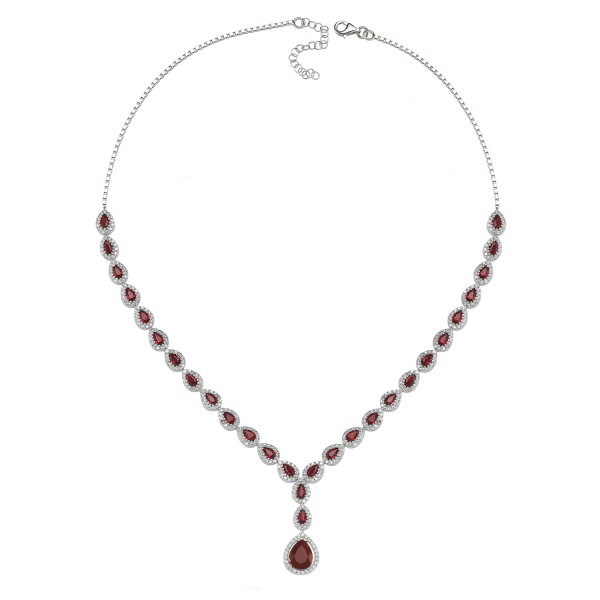 Colier argint 925 rodiat cu zirconii albe si rosii - Be Elegant CSTU0032 [2]