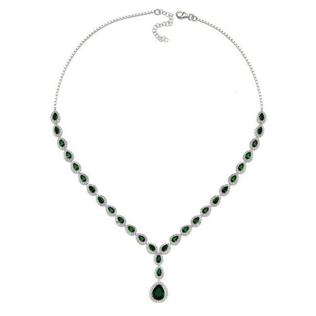 Colier argint 925 rodiat cu zirconii albe si verzi - Be Elegant CSTU0030 [1]