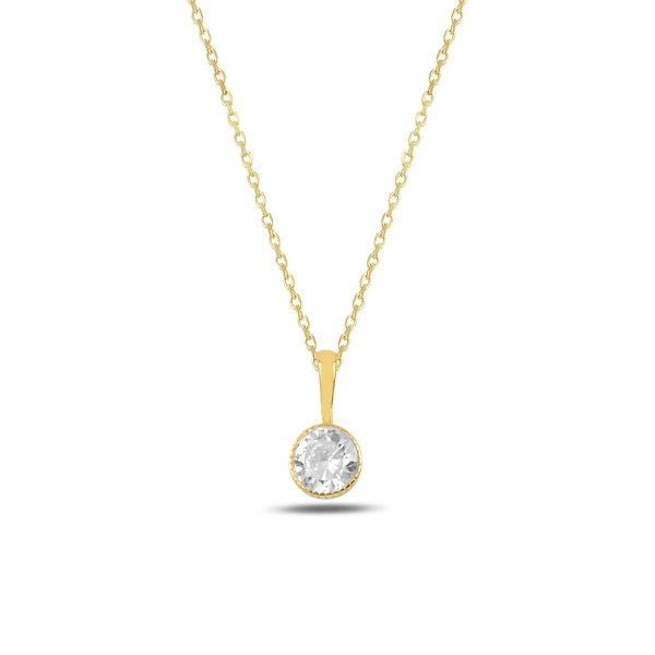 Colier argint aurit cu zirconiu alb placat cu aur galben - CTU0096 [1]
