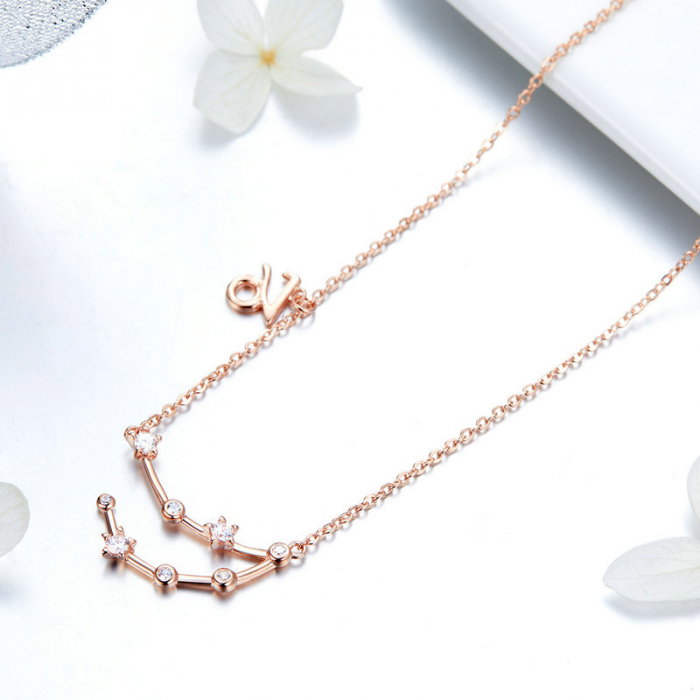 Colier argint Constelatia Capricorn placat cu aur roz [4]