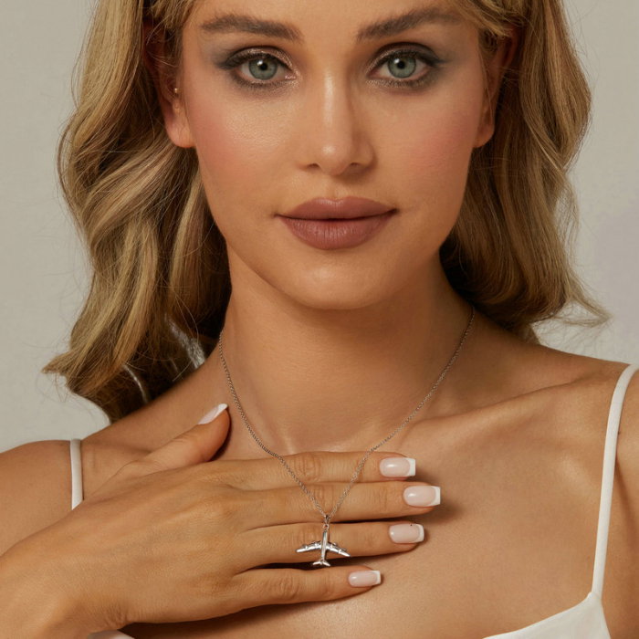 Colier argint cu avion cu zirconii [2]