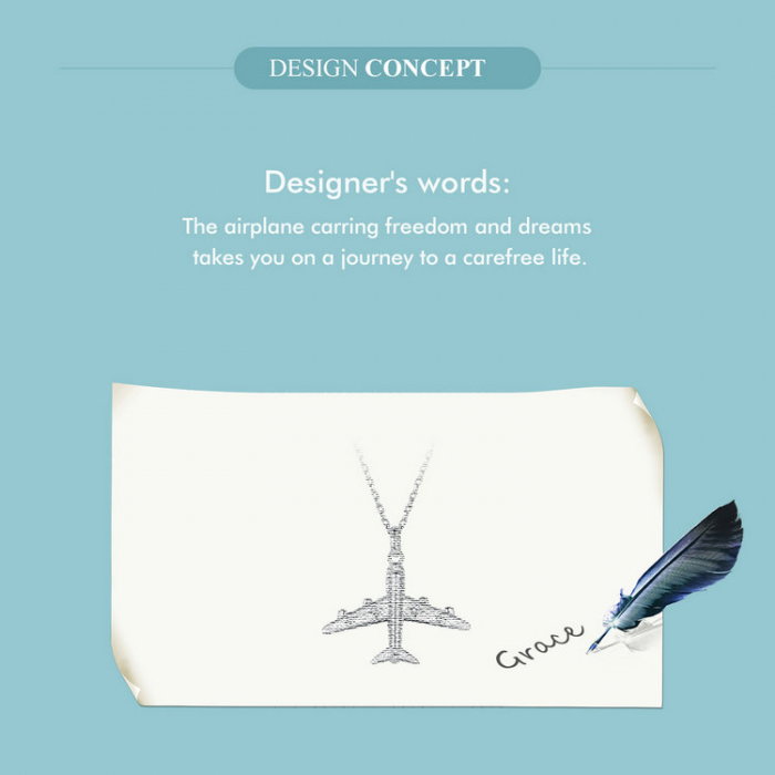 Colier argint cu avion cu zirconii [12]