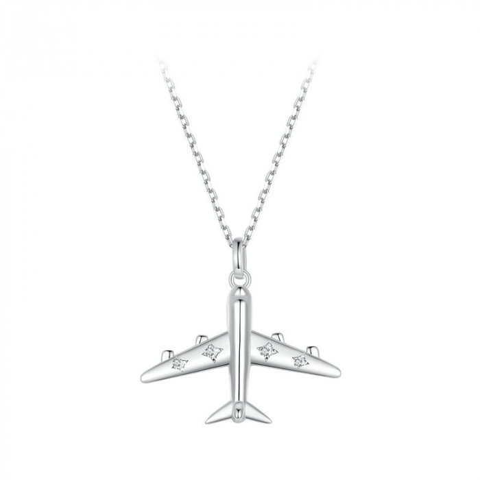 Colier argint cu avion cu zirconii [1]