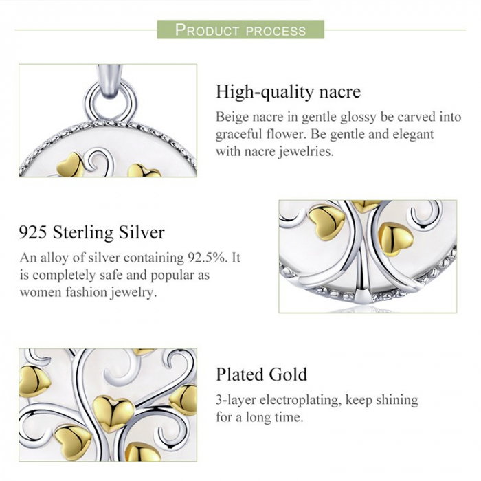 Colier argint copacul vietii cu inimioare aurii [7]