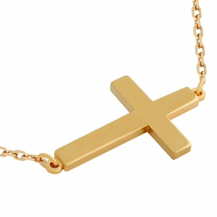 Colier argint cu cruciulita simpla, placat cu aur roz [1]