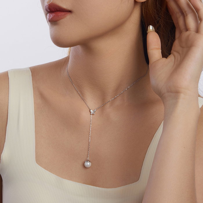 Colier argint cu fluture si perla [9]