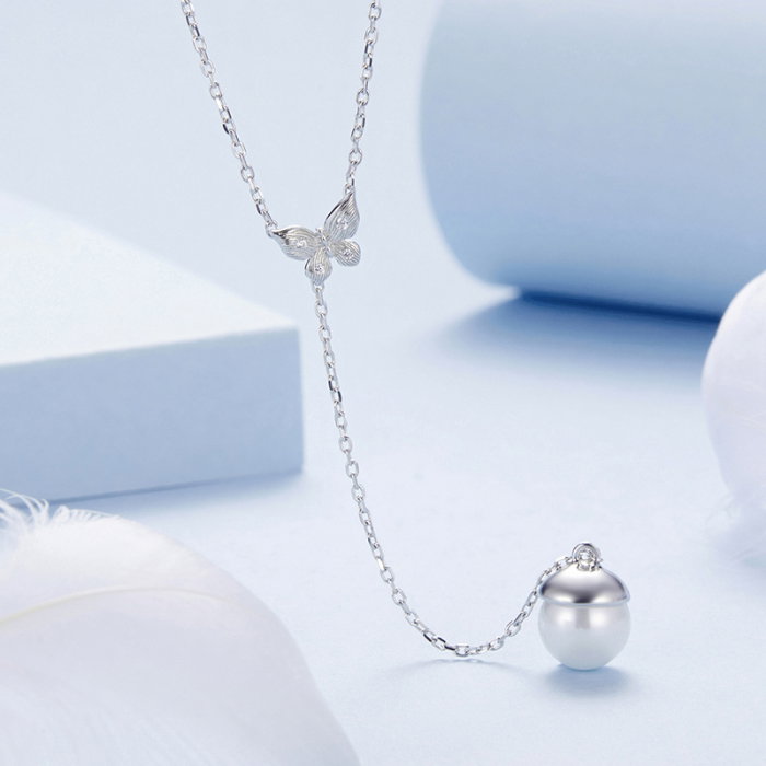 Colier argint cu fluture si perla [5]