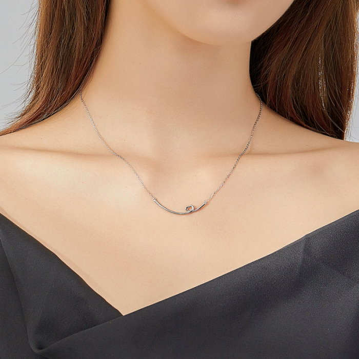 Colier argint cu inimioara placat cu rodiu [2]