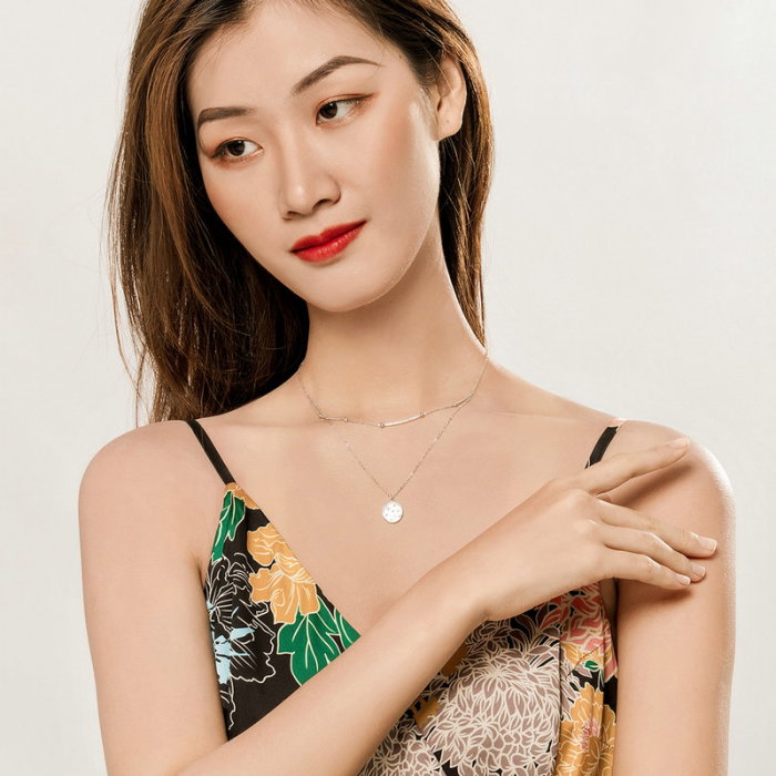 Colier argint cu lant dublu placat cu rodiu [8]