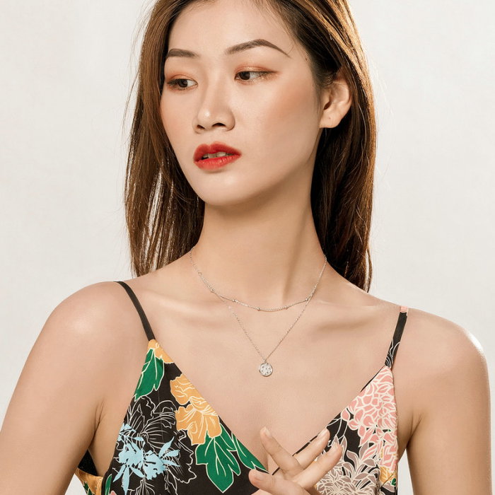 Colier argint cu lant dublu placat cu rodiu [9]