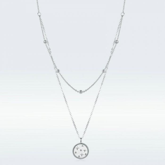 Colier argint cu lant dublu placat cu rodiu [2]