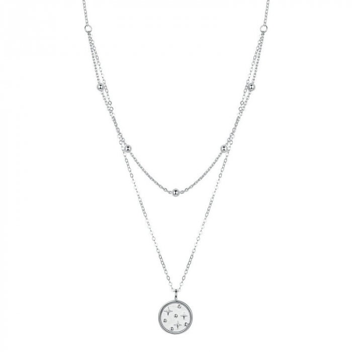 Colier argint cu lant dublu placat cu rodiu [1]