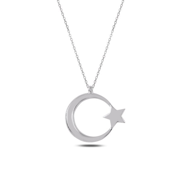 Colier argint cu luna si luceafar placat cu rodiu - CTU0099 [1]