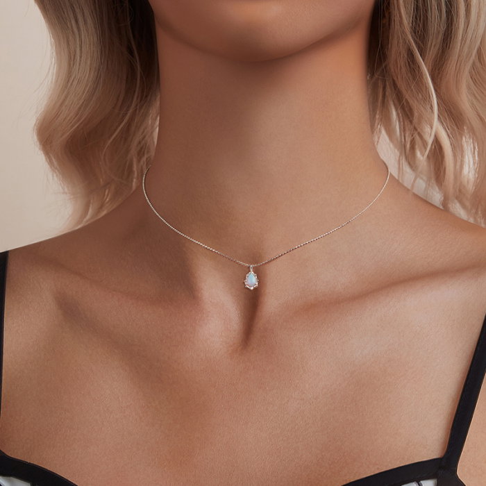 Colier argint cu opal sintetic [2]