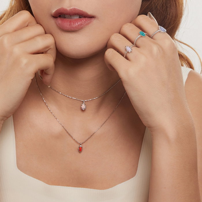 Colier argint cu opal sintetic [12]