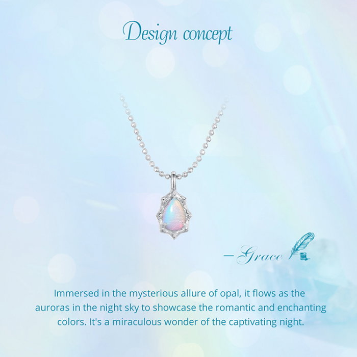 Colier argint cu opal sintetic [18]