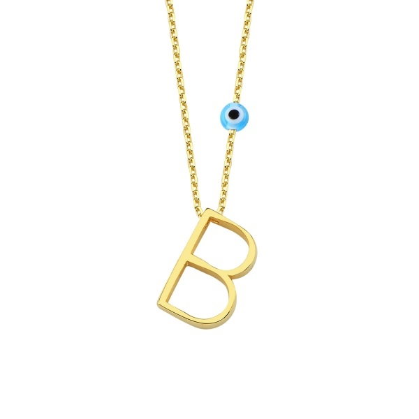 Colier argint cu pandantiv litera B placat cu aur [1]