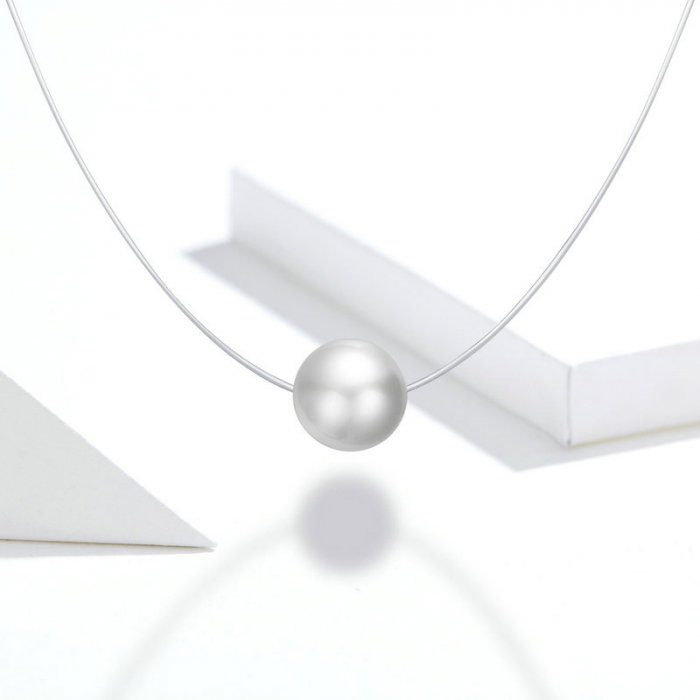 Colier argint cu perla si snur transparent [5]