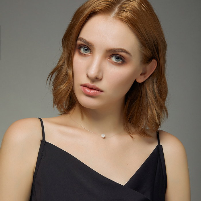 Colier argint cu perla si snur transparent [2]