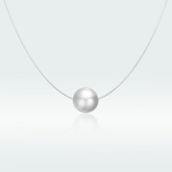 Colier argint cu perla si snur transparent [9]