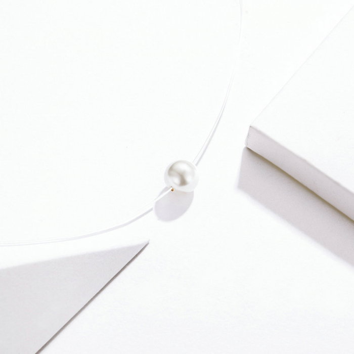 Colier argint cu perla si snur transparent [7]