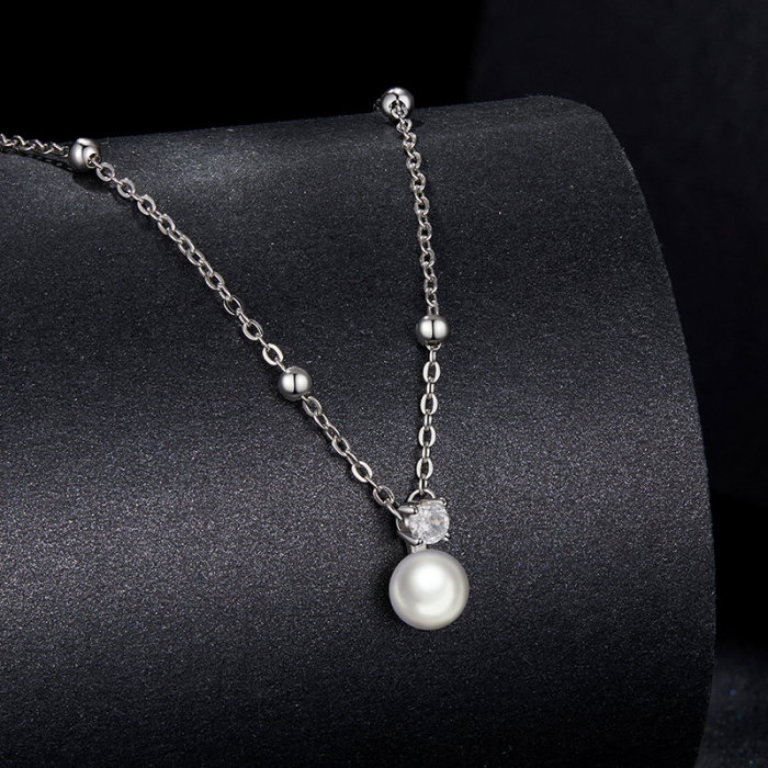 Colier argint cu perle naturale si moissanite [7]