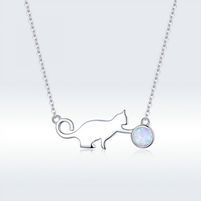 Colier argint cu pisicuta si ghem de opal [6]