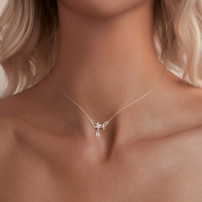 Colier argint cu pisicute si piatra lunii [4]