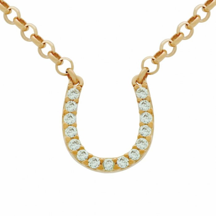 Colier argint cu potcoava si zirconii, placat cu aur roz [2]