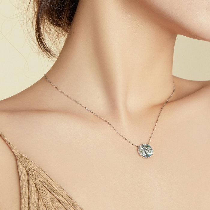 Colier argint cu scoica si copacul vietii [2]