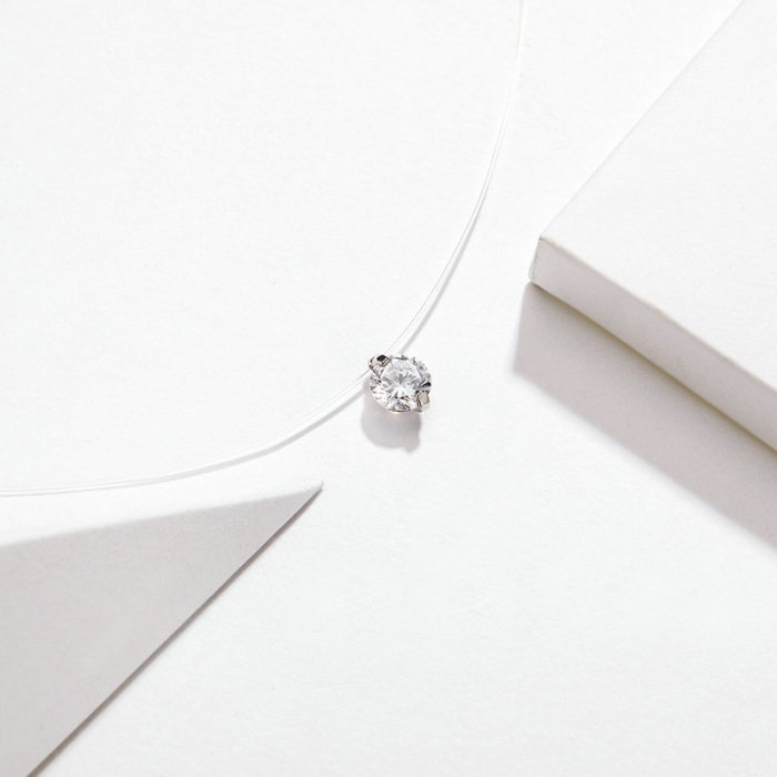 Colier argint cu zirconiu si snur transparent [7]