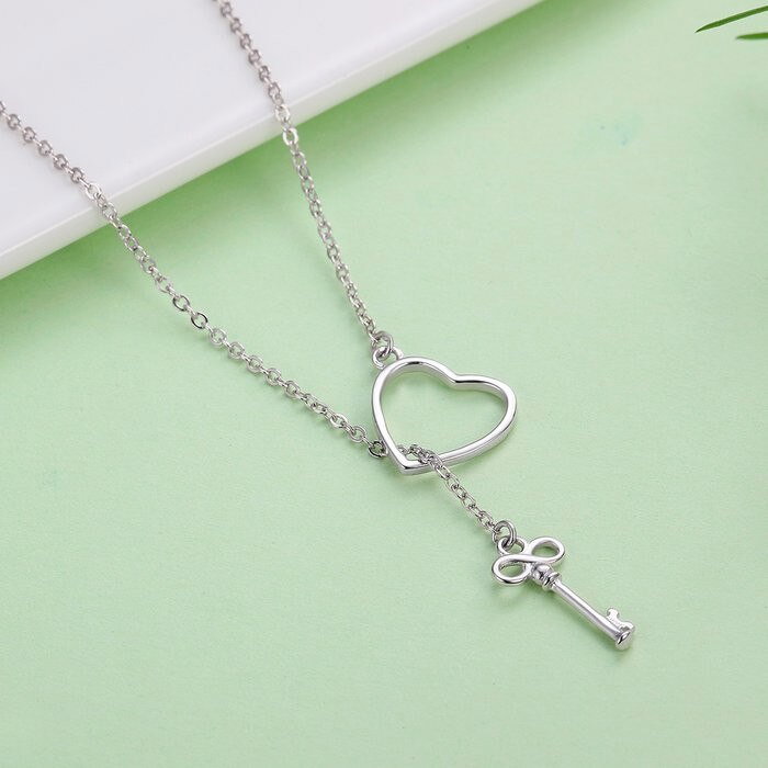 Colier argint deschide-ti inima placat cu rodiu [4]