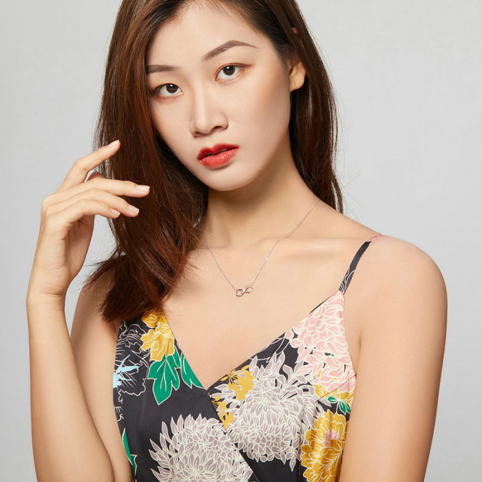 Colier argint Dragoste Infinită, cu Infitit si Trandafir auriu [8]