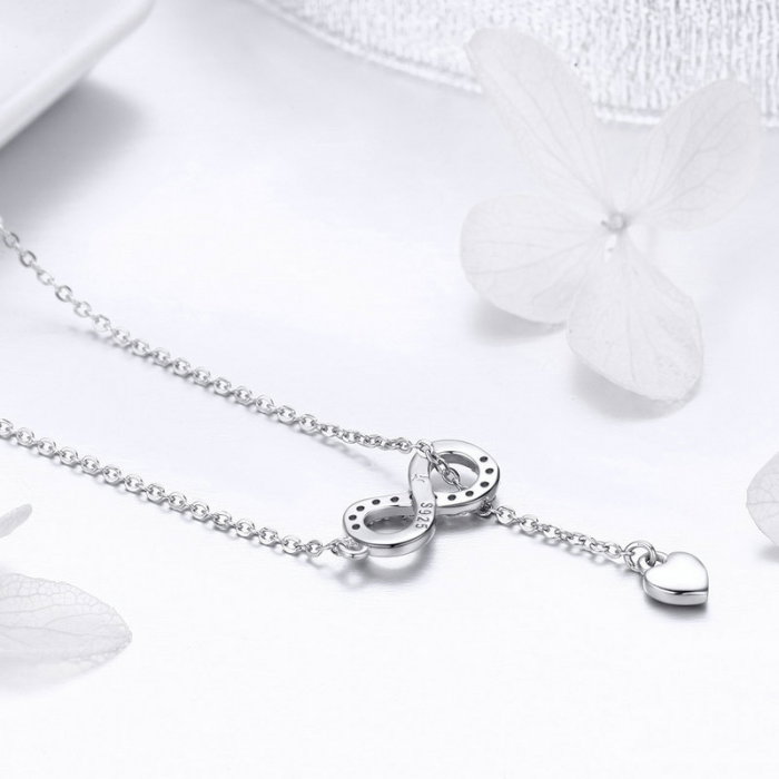 Colier argint dragoste infinita placat cu rodiu [6]