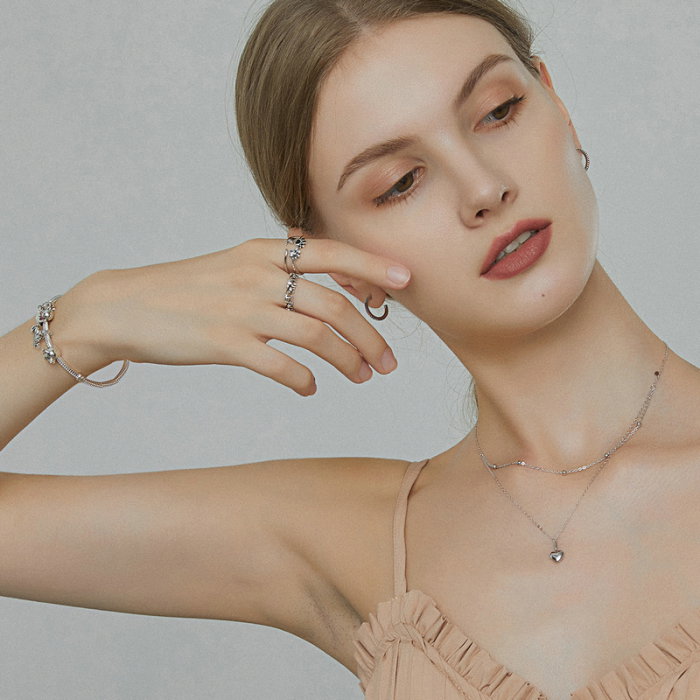 Colier argint dublu cu inimioara [7]