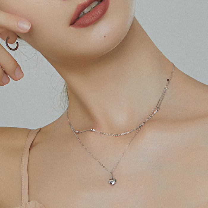 Colier argint dublu cu inimioara [4]