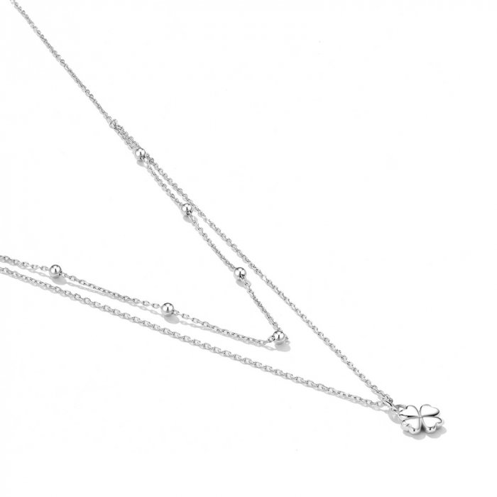 Colier argint dublu cu trifoi cu 4 foi [4]