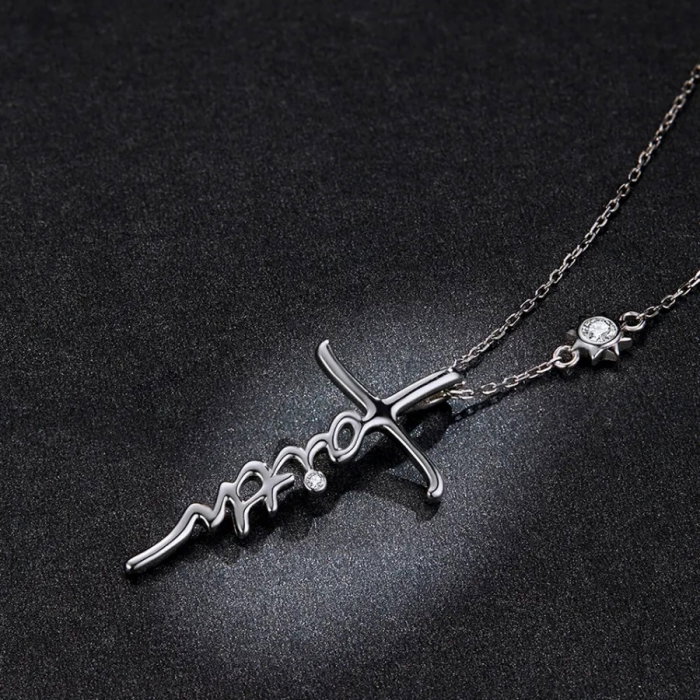 Colier argint cruce Faith cu zirconii [5]