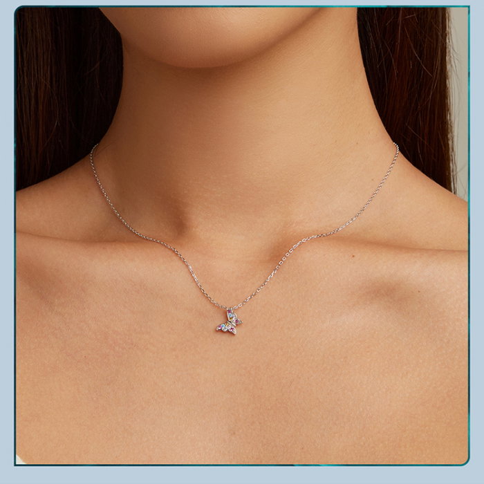 Colier argint fluturas colorat [10]